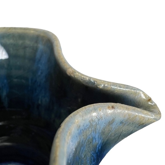 Artist Signed Blue & Green Drip Glaze Pinched Spout Mini Pitcher - Picture 11 of 11